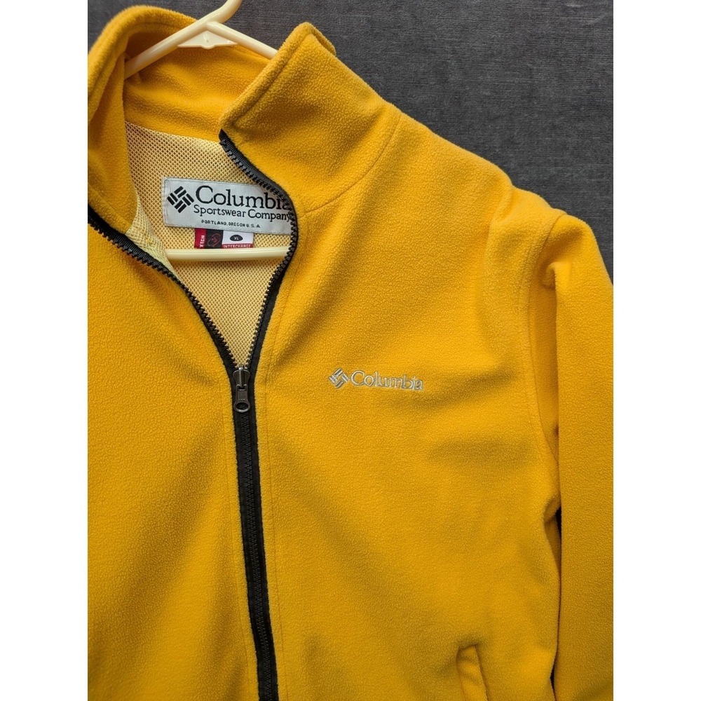Vtg Columbia Yellow Fleece Jacket Full Zip Made in the USA Tech Interchange XLP - Picture 4 of 13